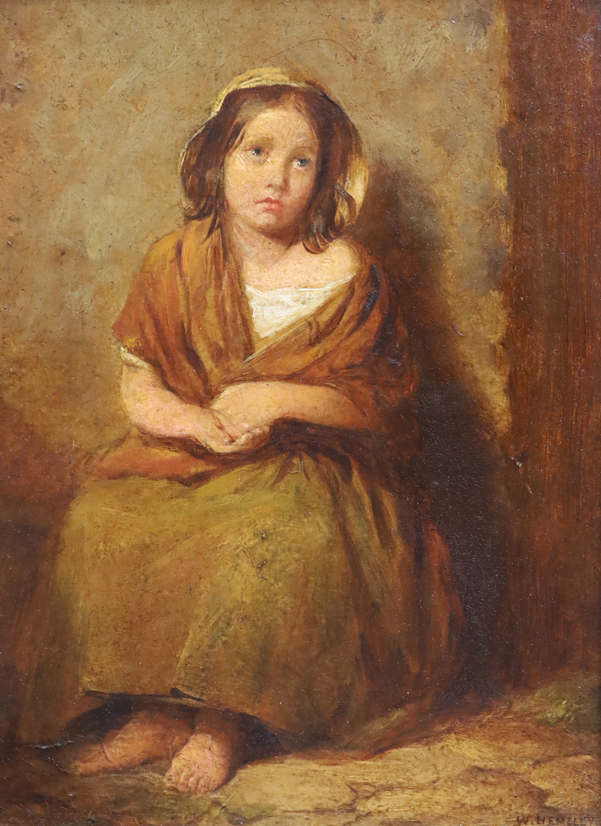 William Hemsley (1819-1893), The Orphan, Oil on board, 24 x 18cm.